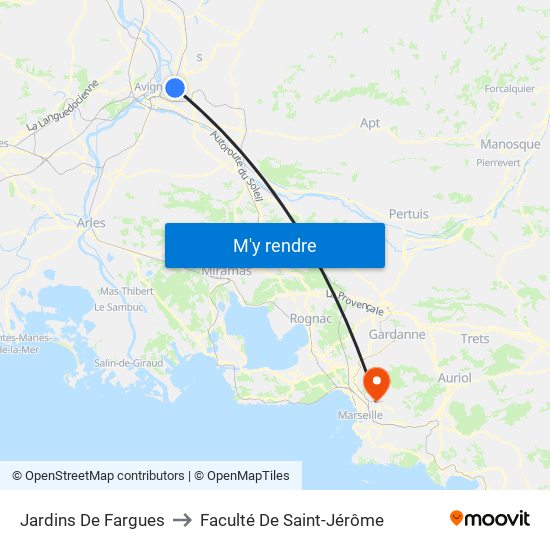 Jardins De Fargues to Faculté De Saint-Jérôme map