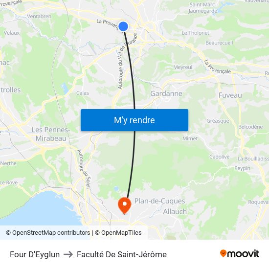 Four D'Eyglun to Faculté De Saint-Jérôme map