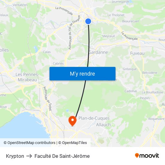 Krypton to Faculté De Saint-Jérôme map