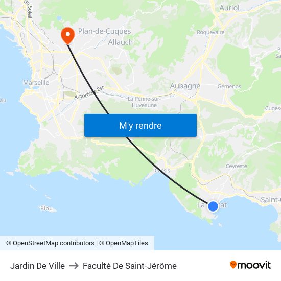 Jardin De Ville to Faculté De Saint-Jérôme map