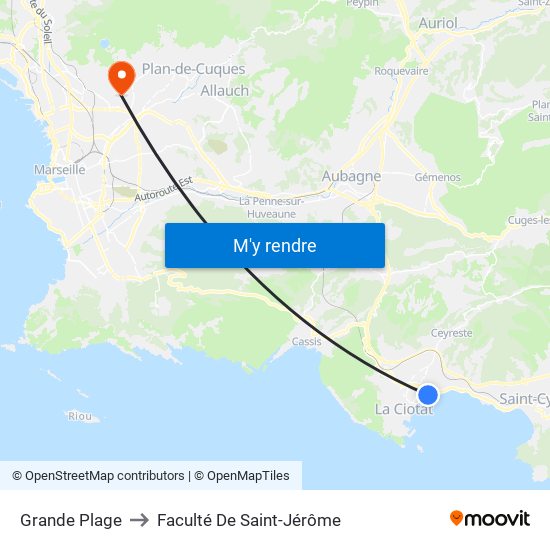 Grande Plage to Faculté De Saint-Jérôme map