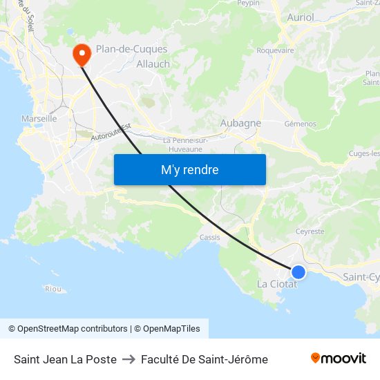 Saint Jean La Poste to Faculté De Saint-Jérôme map
