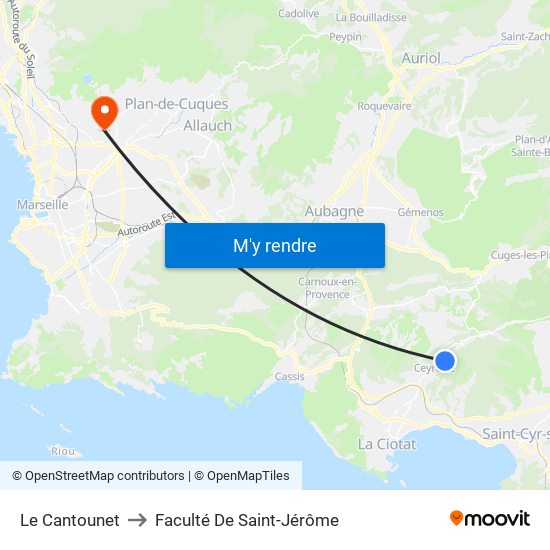 Le Cantounet to Faculté De Saint-Jérôme map