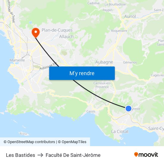 Les Bastides to Faculté De Saint-Jérôme map