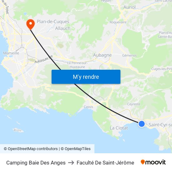 Camping Baie Des Anges to Faculté De Saint-Jérôme map