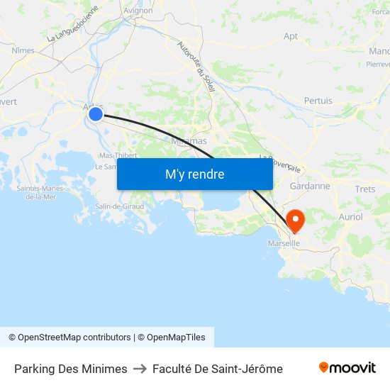 Parking Des Minimes to Faculté De Saint-Jérôme map