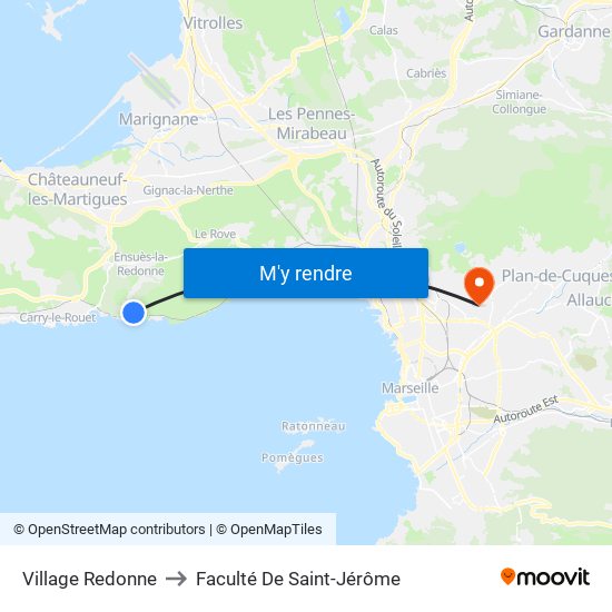 Village Redonne to Faculté De Saint-Jérôme map