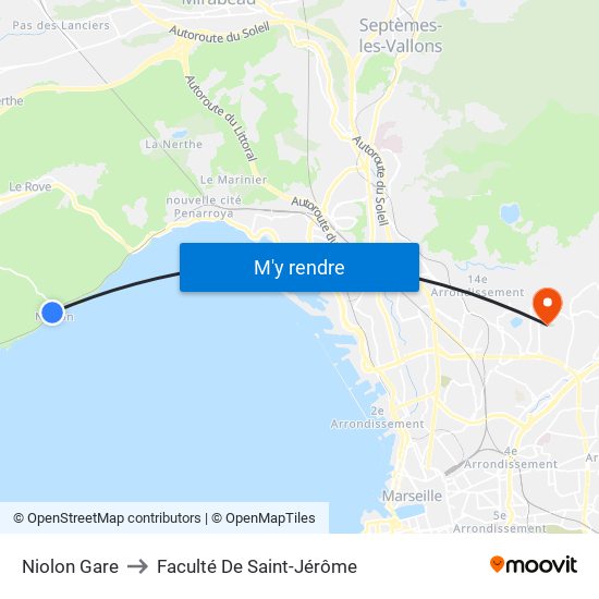 Niolon Gare to Faculté De Saint-Jérôme map