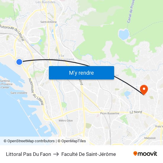 Littoral Pas Du Faon to Faculté De Saint-Jérôme map