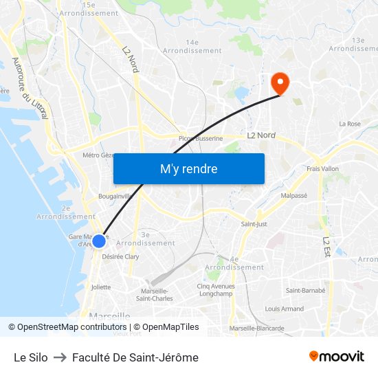 Le Silo to Faculté De Saint-Jérôme map