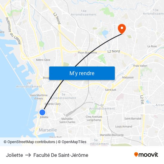 Joliette to Faculté De Saint-Jérôme map
