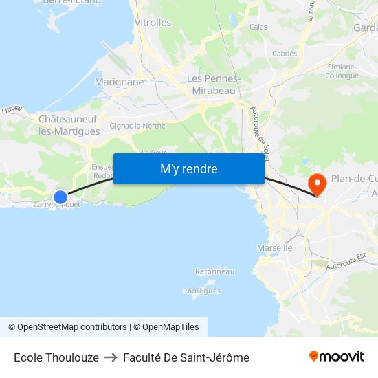 Ecole Thoulouze to Faculté De Saint-Jérôme map