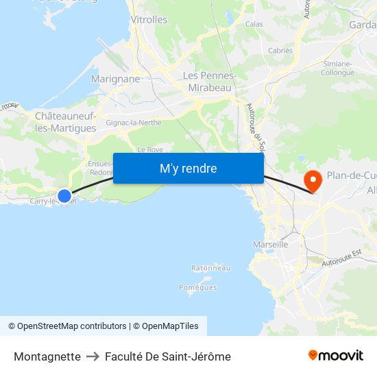 Montagnette to Faculté De Saint-Jérôme map