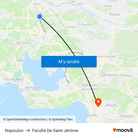 Napoulon to Faculté De Saint-Jérôme map