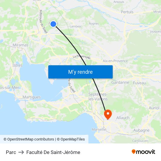 Parc to Faculté De Saint-Jérôme map