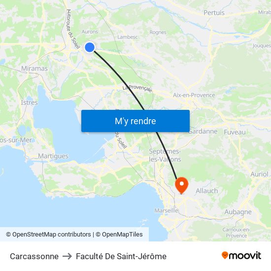 Carcassonne to Faculté De Saint-Jérôme map