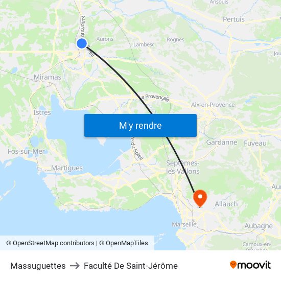 Massuguettes to Faculté De Saint-Jérôme map