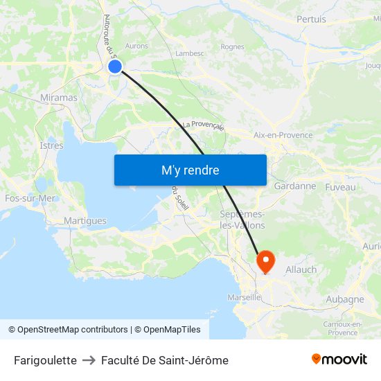 Farigoulette to Faculté De Saint-Jérôme map