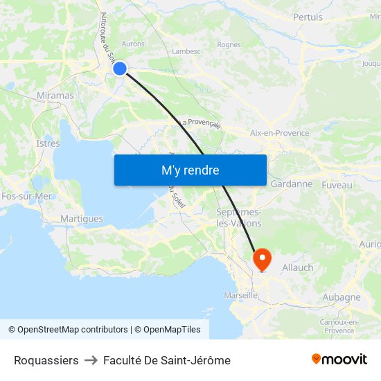 Roquassiers to Faculté De Saint-Jérôme map