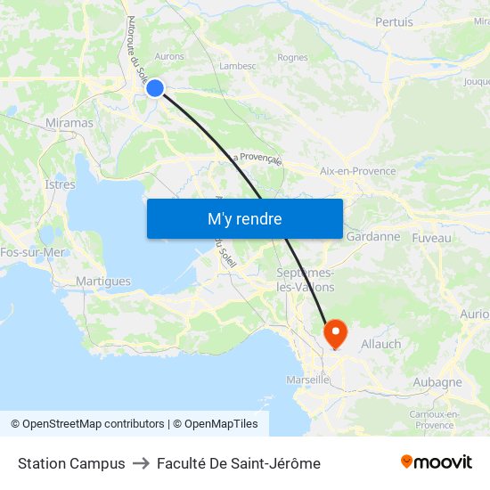 Station Campus to Faculté De Saint-Jérôme map