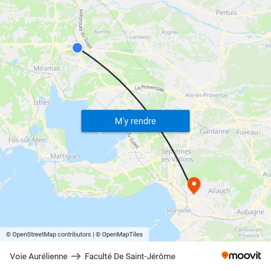 Voie Aurélienne to Faculté De Saint-Jérôme map