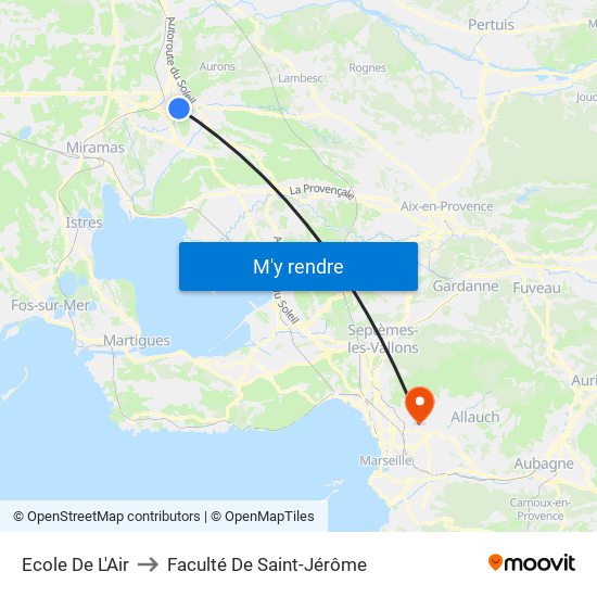 Ecole De L'Air to Faculté De Saint-Jérôme map