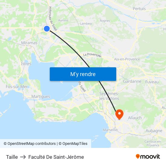 Taille to Faculté De Saint-Jérôme map
