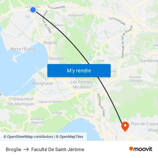 Broglie to Faculté De Saint-Jérôme map