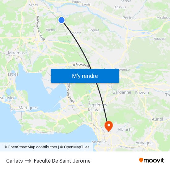 Carlats to Faculté De Saint-Jérôme map