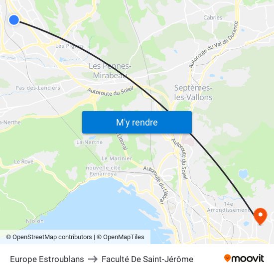 Europe Estroublans to Faculté De Saint-Jérôme map