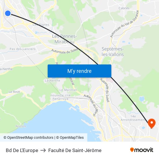 Bd De L'Europe to Faculté De Saint-Jérôme map