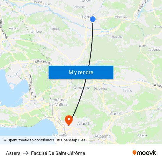 Asters to Faculté De Saint-Jérôme map