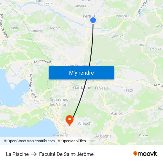 La Piscine to Faculté De Saint-Jérôme map