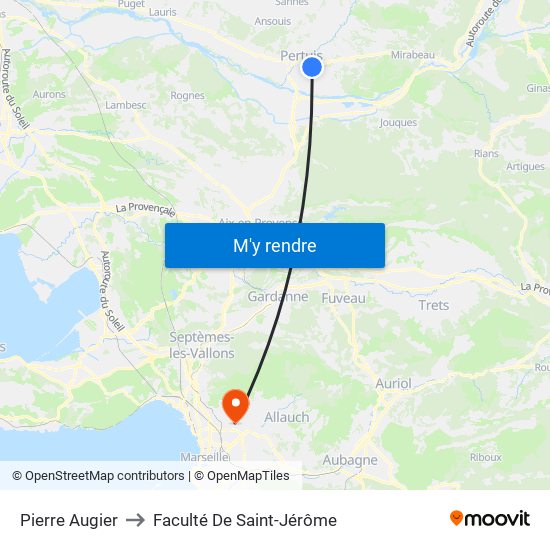 Pierre Augier to Faculté De Saint-Jérôme map