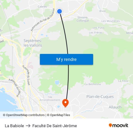 La Babiole to Faculté De Saint-Jérôme map