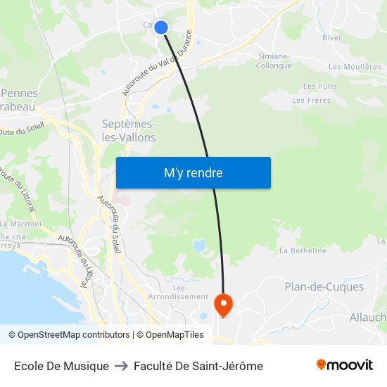 Ecole De Musique to Faculté De Saint-Jérôme map