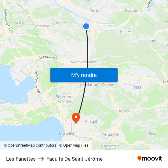 Les Fanettes to Faculté De Saint-Jérôme map