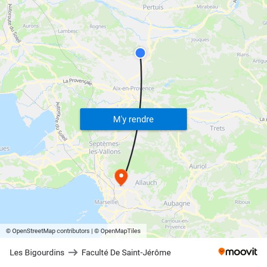 Les Bigourdins to Faculté De Saint-Jérôme map
