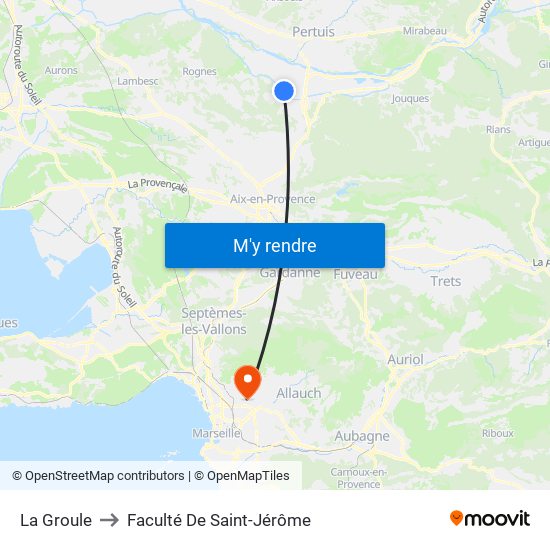 La Groule to Faculté De Saint-Jérôme map