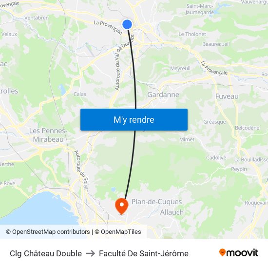 Clg Château Double to Faculté De Saint-Jérôme map