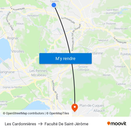 Les Cardonnières to Faculté De Saint-Jérôme map