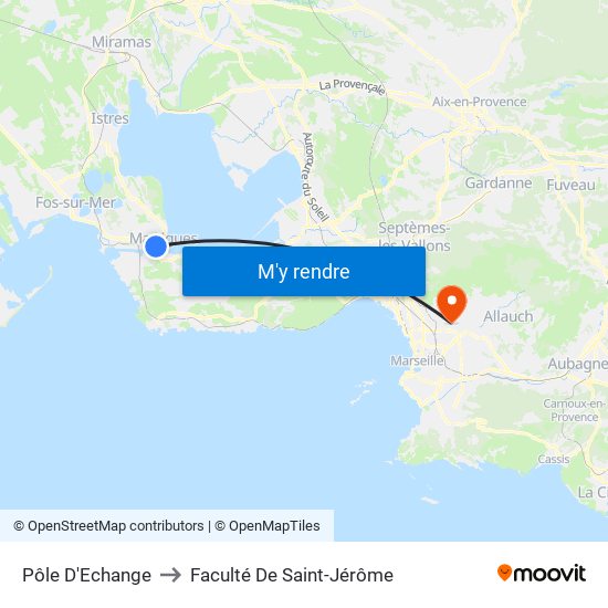 Pôle D'Echange to Faculté De Saint-Jérôme map