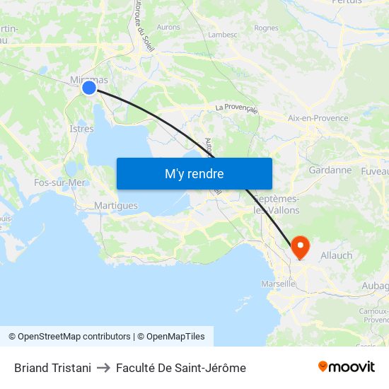 Briand Tristani to Faculté De Saint-Jérôme map