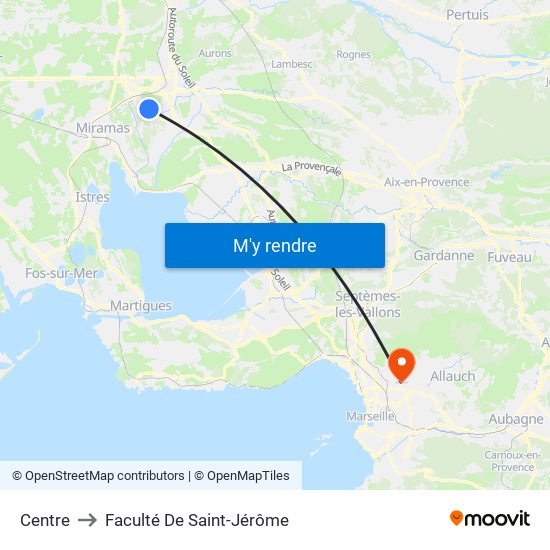 Centre to Faculté De Saint-Jérôme map