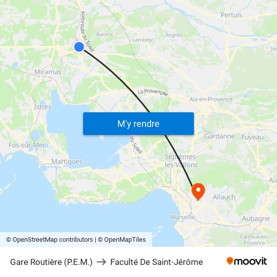 Gare Routière (P.E.M.) to Faculté De Saint-Jérôme map