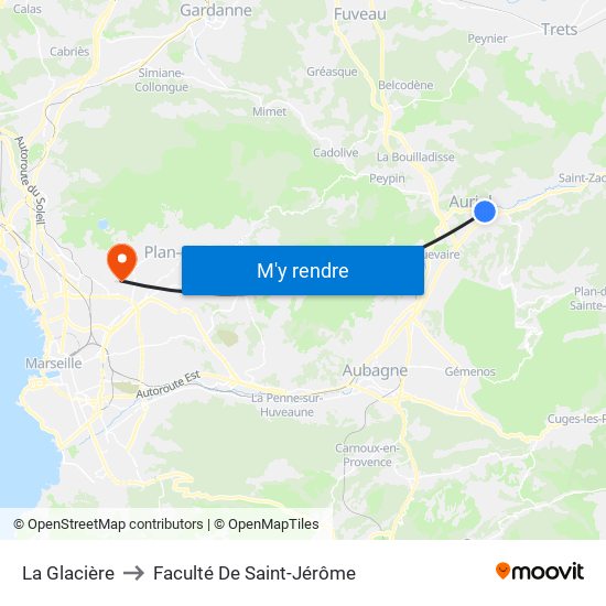 La Glacière to Faculté De Saint-Jérôme map