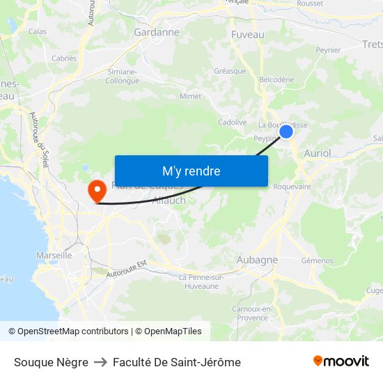 Souque Nègre to Faculté De Saint-Jérôme map