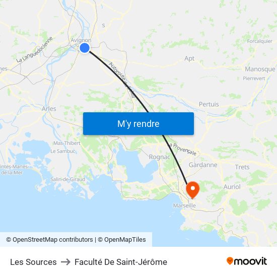Les Sources to Faculté De Saint-Jérôme map