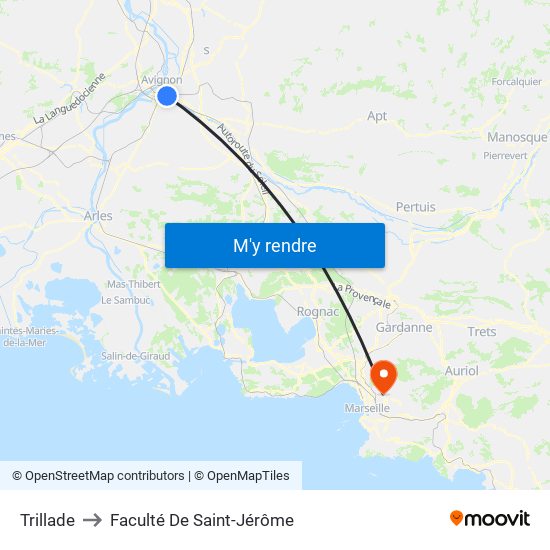 Trillade to Faculté De Saint-Jérôme map