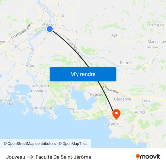 Jouveau to Faculté De Saint-Jérôme map